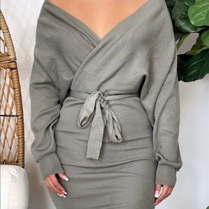 Sage green sweater dress